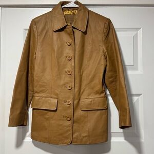 Classic Tan Leather Jacket for Women